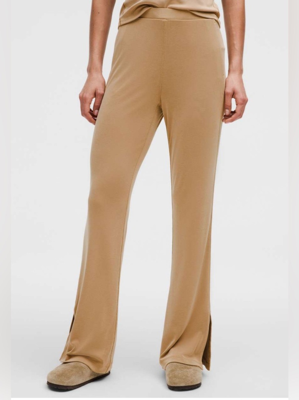 Lululemon Drapey Softstreme Flared Pant, Color: Filbert Tan